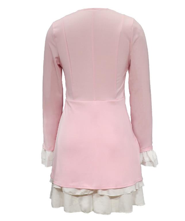 Dresses for Women 2023 Elegant Ruffle Hem Long Sleeve V-Neck Blazer Dress Button Blazer Work Formal Dresses Commuting