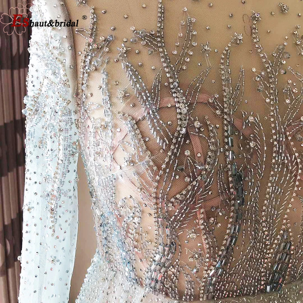 Elegant Dubai Arabic Evening Dresses for Women 2025 Long Sleeves O Neck A-Line Luxury Formal Prom Wedding Party Gowns Customized