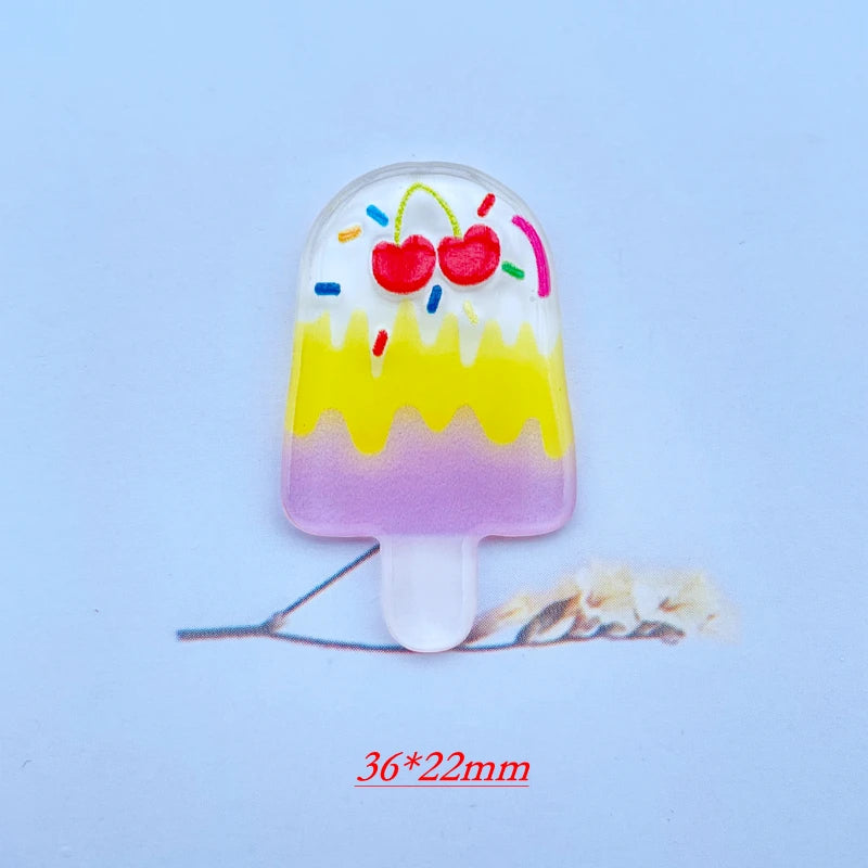 10 Pieces Of Acrylic Cute Mixed Fruit Popsicle Flat Back Scrapbook Kawaii DIY Jewelry Children Gift Hairpin Accessories A64