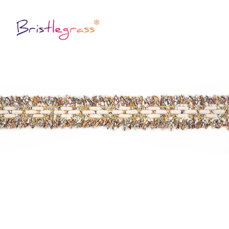 BRISTLEGRASS 1 Yard 1" 25mm Rainbow Cotton Braided Crochet Lace Trim Macrame Tassel Fringed Ribbon Tapestry Costume Sewing Craft