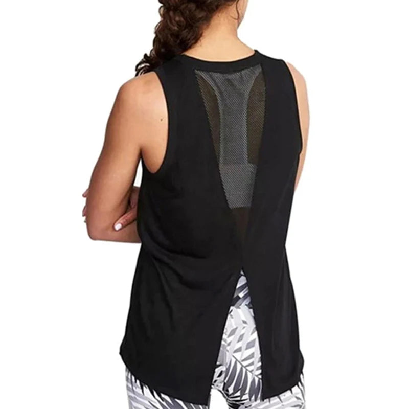 Workout Running Clothing Fitness Suit Female Gym Vest Open Back Women's Sportswear Athletic Yoga Wear Loose Shirts