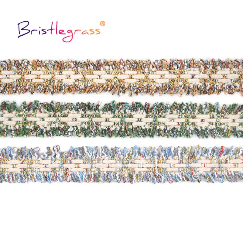 BRISTLEGRASS 1 Yard 1" 25mm Rainbow Cotton Braided Crochet Lace Trim Macrame Tassel Fringed Ribbon Tapestry Costume Sewing Craft