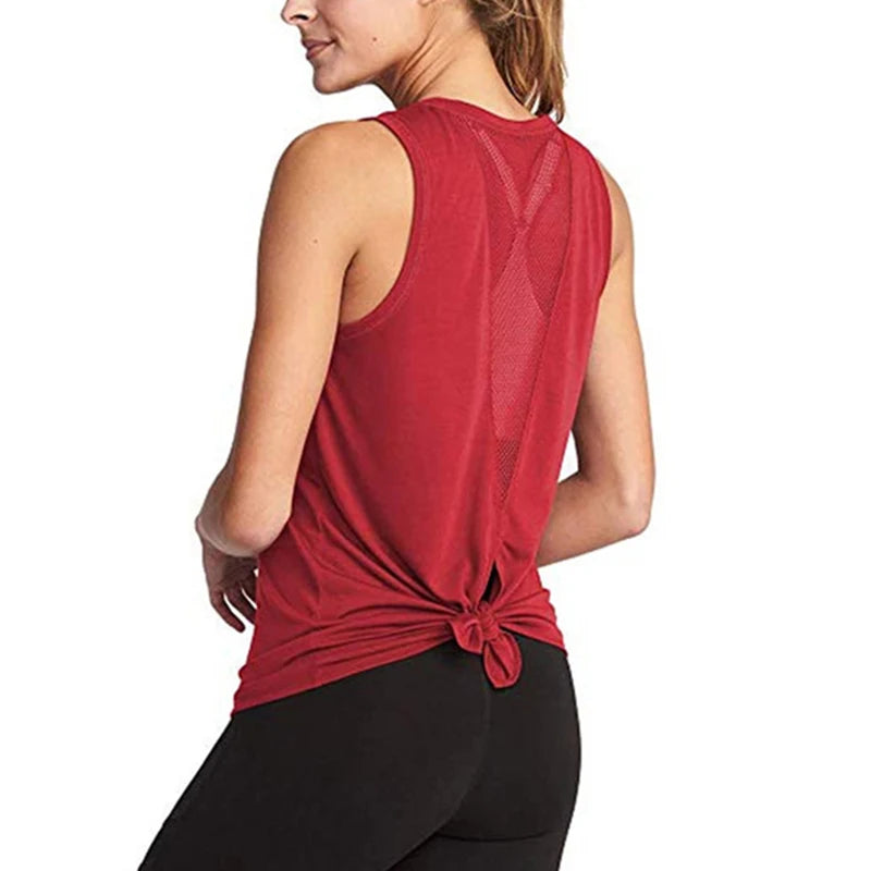 Workout Running Clothing Fitness Suit Female Gym Vest Open Back Women's Sportswear Athletic Yoga Wear Loose Shirts