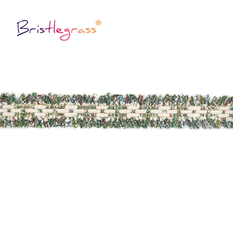 BRISTLEGRASS 1 Yard 1" 25mm Rainbow Cotton Braided Crochet Lace Trim Macrame Tassel Fringed Ribbon Tapestry Costume Sewing Craft