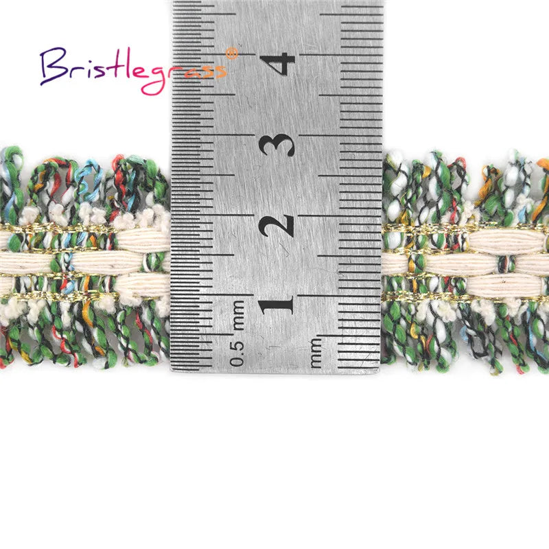 BRISTLEGRASS 1 Yard 1" 25mm Rainbow Cotton Braided Crochet Lace Trim Macrame Tassel Fringed Ribbon Tapestry Costume Sewing Craft