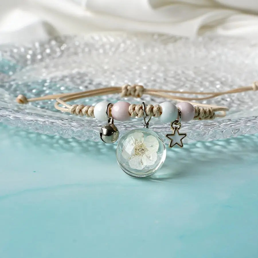 Peach Blossom Glass Flower Bracelet  Ceramic Jewelry Wholesale #YXS37