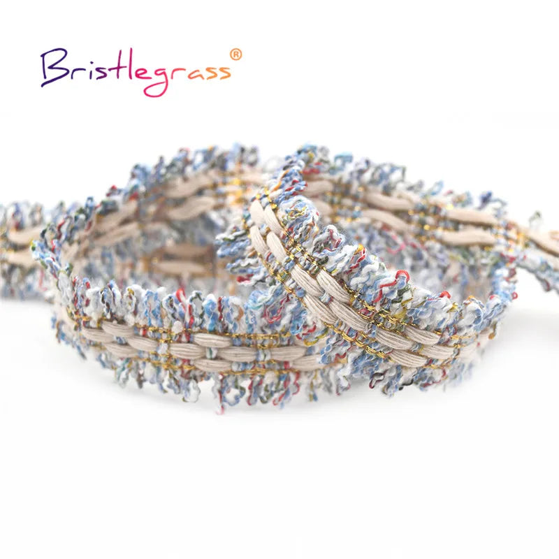 BRISTLEGRASS 1 Yard 1" 25mm Rainbow Cotton Braided Crochet Lace Trim Macrame Tassel Fringed Ribbon Tapestry Costume Sewing Craft