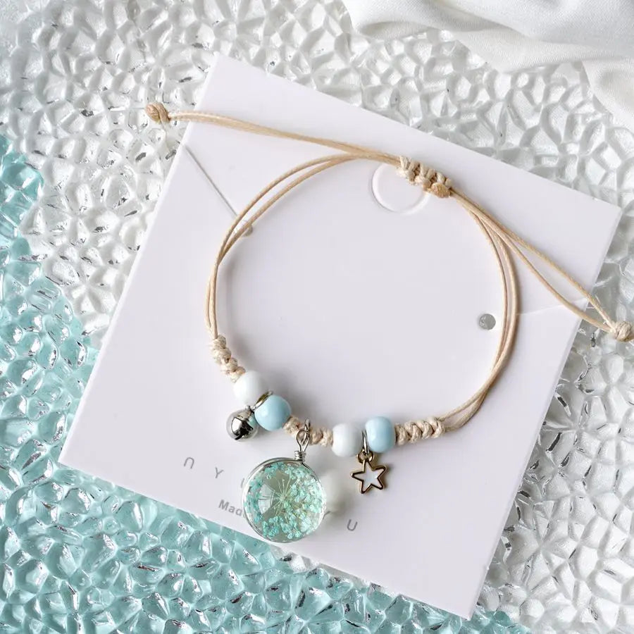 Peach Blossom Glass Flower Bracelet  Ceramic Jewelry Wholesale #YXS37