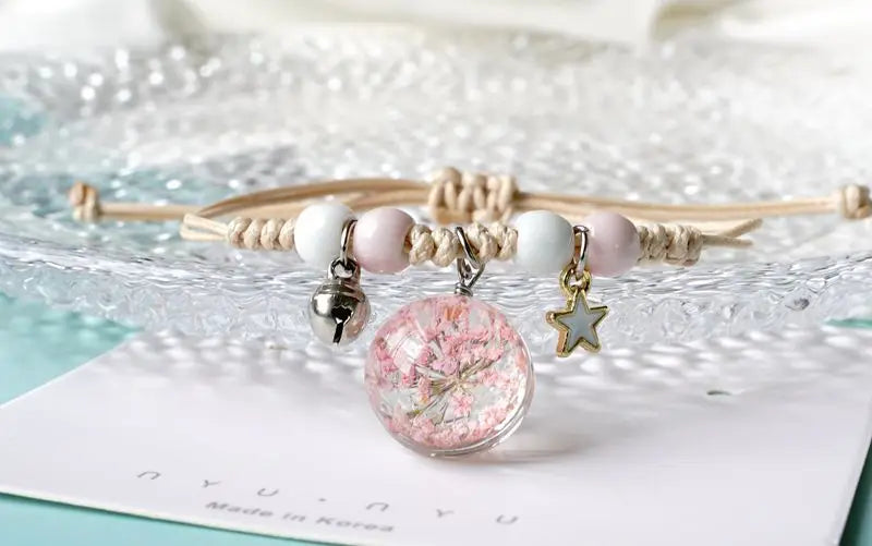 Peach Blossom Glass Flower Bracelet  Ceramic Jewelry Wholesale #YXS37