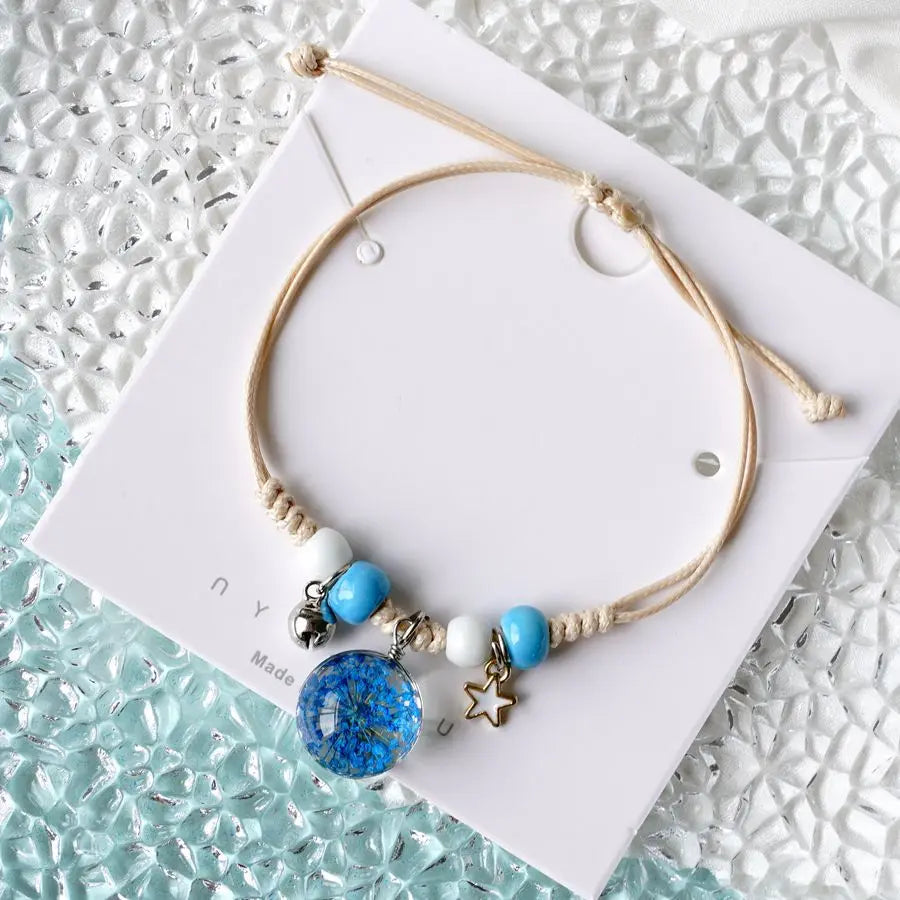 Peach Blossom Glass Flower Bracelet  Ceramic Jewelry Wholesale #YXS37