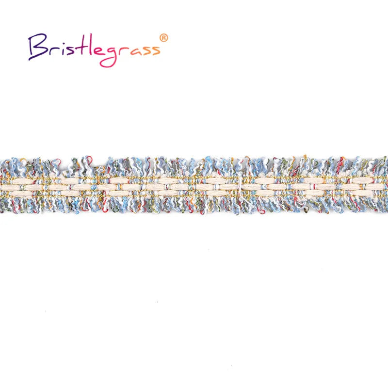 BRISTLEGRASS 1 Yard 1" 25mm Rainbow Cotton Braided Crochet Lace Trim Macrame Tassel Fringed Ribbon Tapestry Costume Sewing Craft