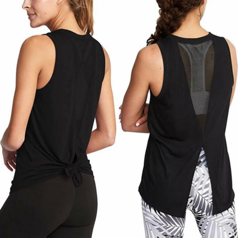 Workout Running Clothing Fitness Suit Female Gym Vest Open Back Women's Sportswear Athletic Yoga Wear Loose Shirts
