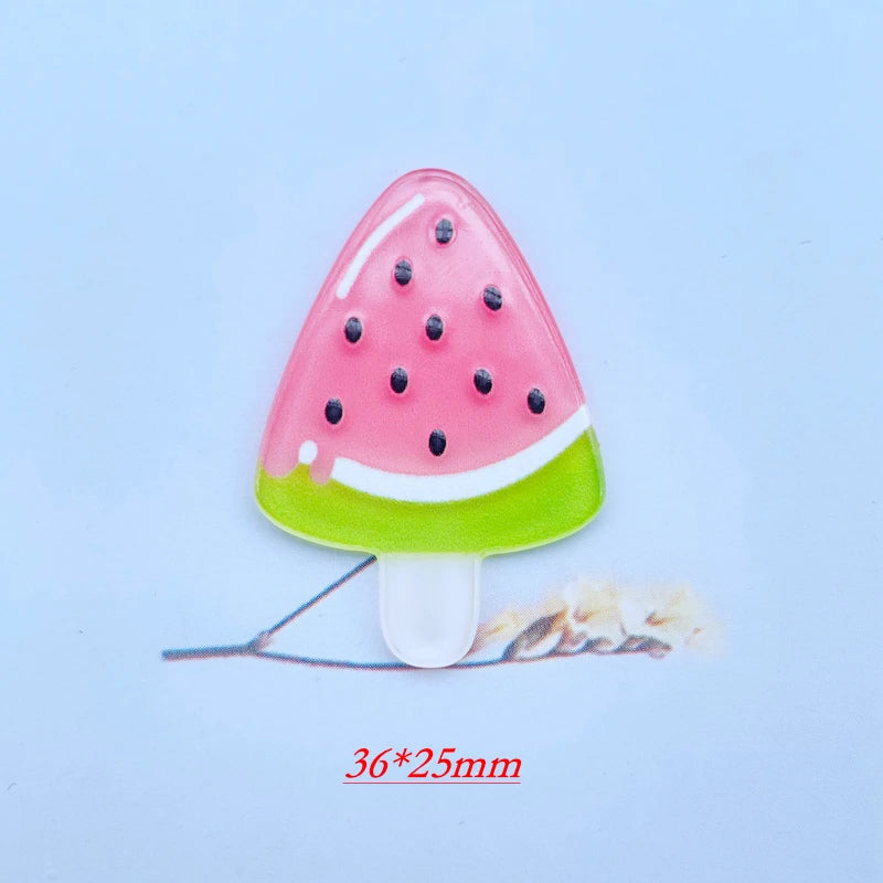 10 Pieces Of Acrylic Cute Mixed Fruit Popsicle Flat Back Scrapbook Kawaii DIY Jewelry Children Gift Hairpin Accessories A64