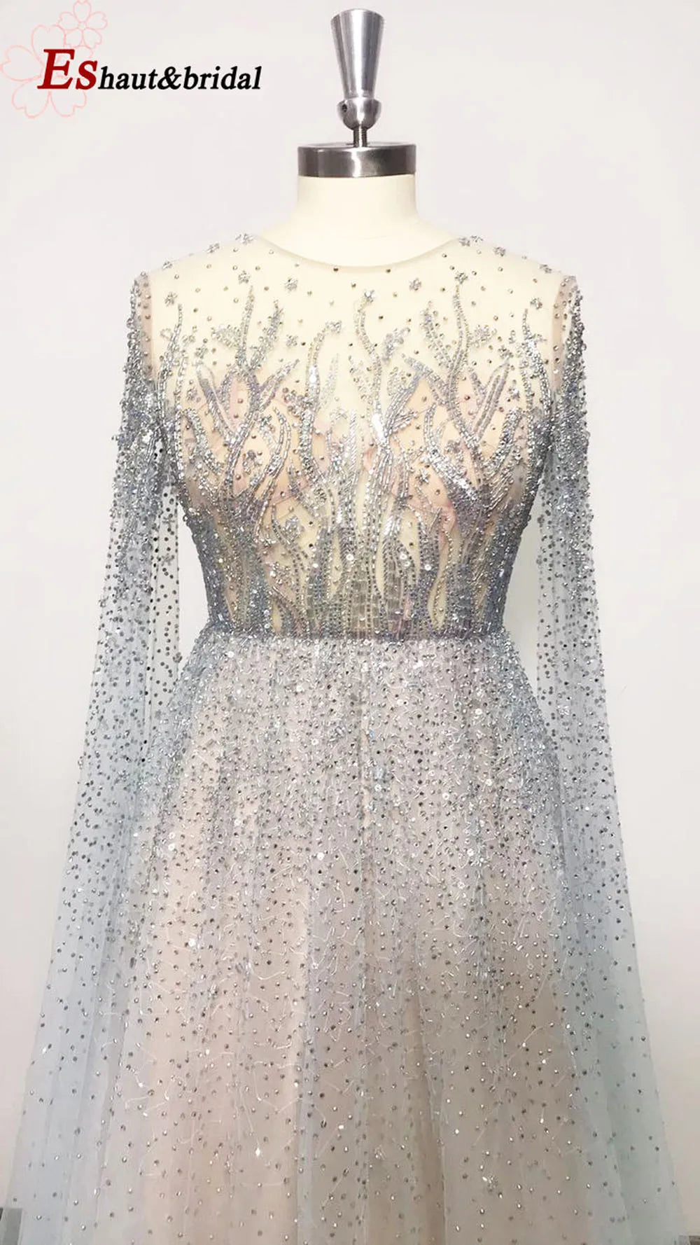 Elegant Dubai Arabic Evening Dresses for Women 2025 Long Sleeves O Neck A-Line Luxury Formal Prom Wedding Party Gowns Customized