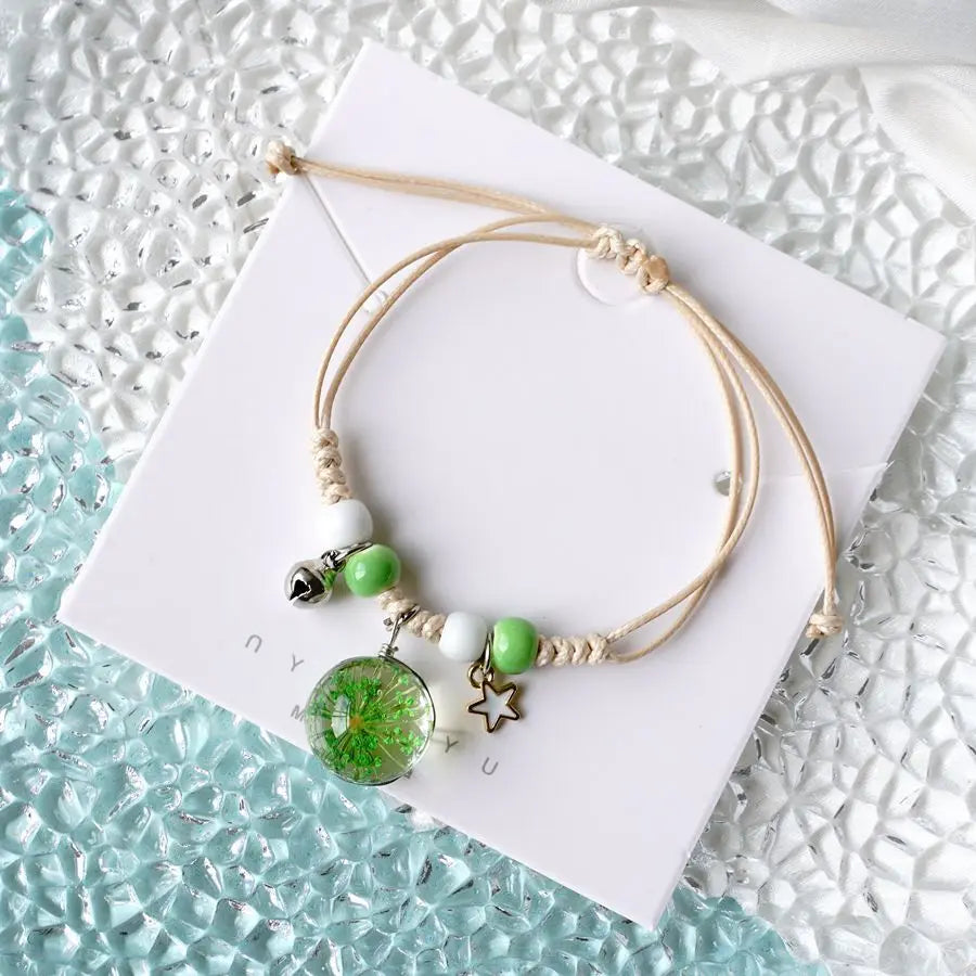 Peach Blossom Glass Flower Bracelet  Ceramic Jewelry Wholesale #YXS37