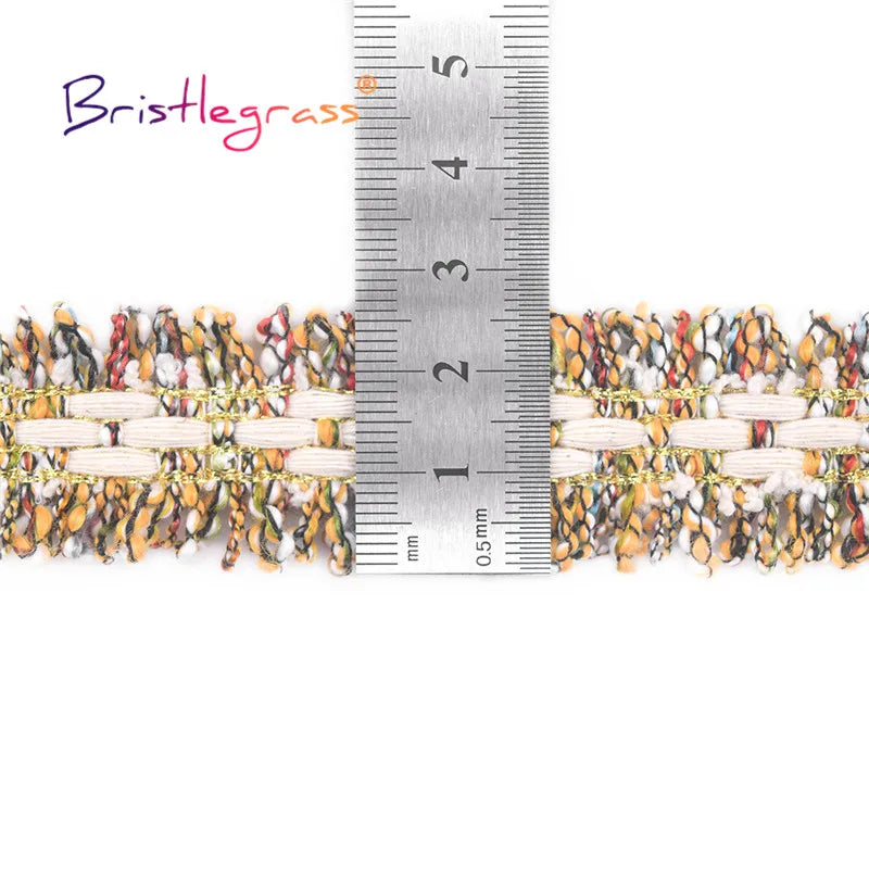BRISTLEGRASS 1 Yard 1" 25mm Rainbow Cotton Braided Crochet Lace Trim Macrame Tassel Fringed Ribbon Tapestry Costume Sewing Craft