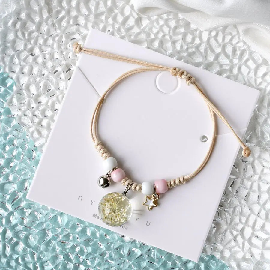 Peach Blossom Glass Flower Bracelet  Ceramic Jewelry Wholesale #YXS37