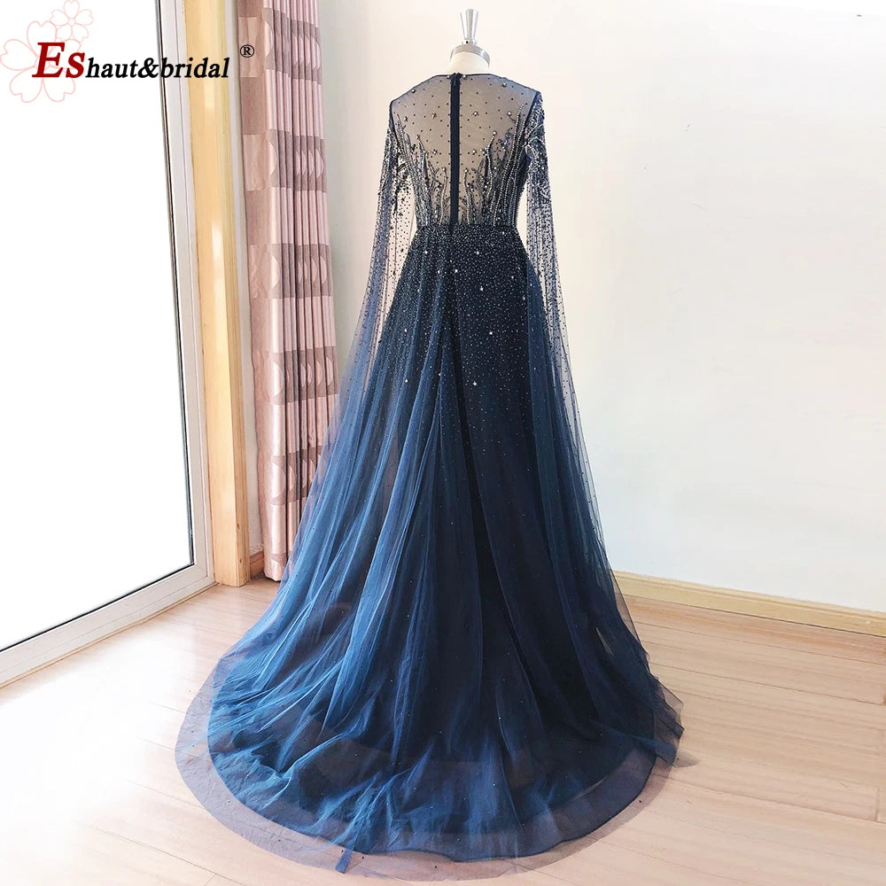 Elegant Dubai Arabic Evening Dresses for Women 2025 Long Sleeves O Neck A-Line Luxury Formal Prom Wedding Party Gowns Customized