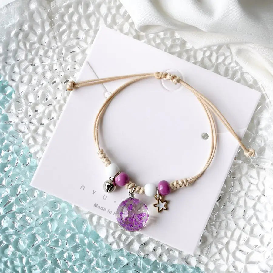 Peach Blossom Glass Flower Bracelet  Ceramic Jewelry Wholesale #YXS37