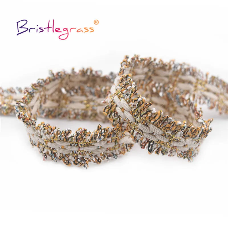 BRISTLEGRASS 1 Yard 1" 25mm Rainbow Cotton Braided Crochet Lace Trim Macrame Tassel Fringed Ribbon Tapestry Costume Sewing Craft