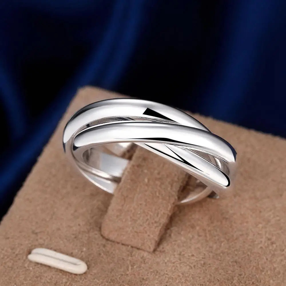 925 Sterling Silver Three Round Rings For Woman Luxury Fine Jewelry Accessories Wholesale  Everything