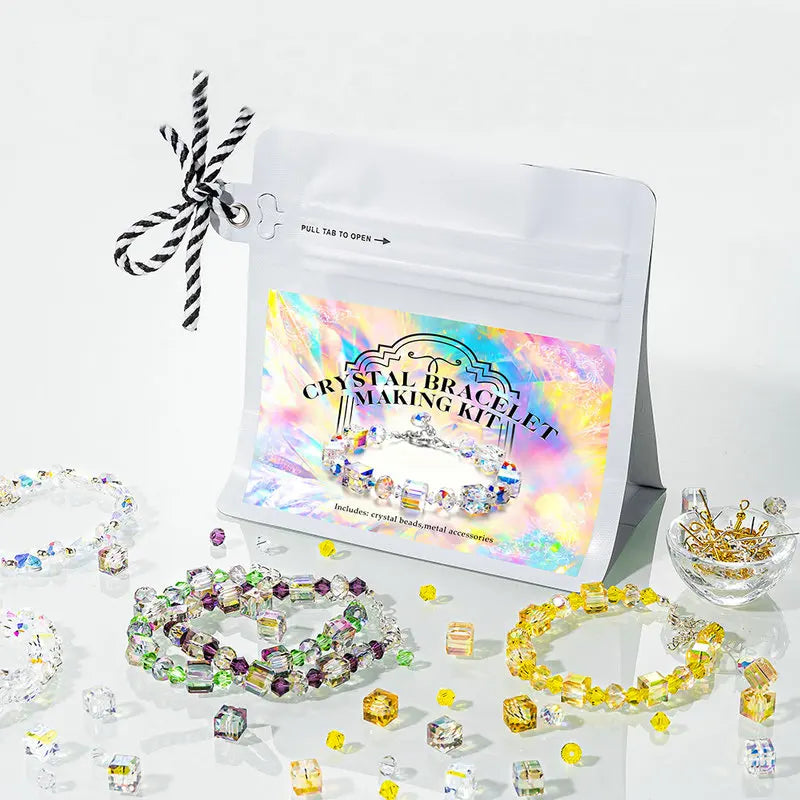 Crystals Beads Kit AB Color Bracelet Making Kit Glass Cube Sparkle Butterfly Beads for Jewelry Making Necklaces DIY Crafts