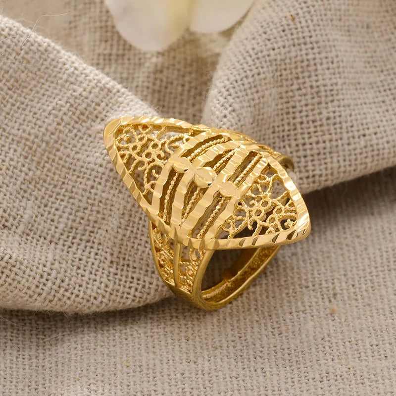 Rings for Women Gold Color Fashion Jewelry Rings Woman Girl,Wholesale Arab Jewelry Symbol of Wealth
