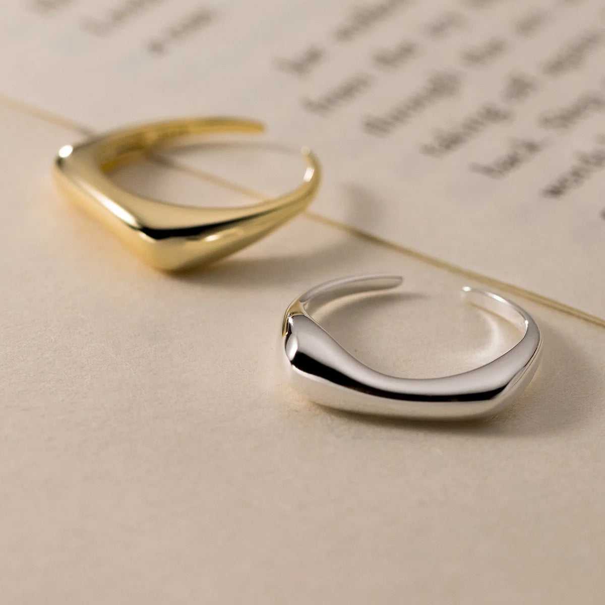 925 Sterling Silver Woman Rings Geometry Arc-Shaped Open Ring Engagement Designer Jewelry Accessories Prevent Allergy