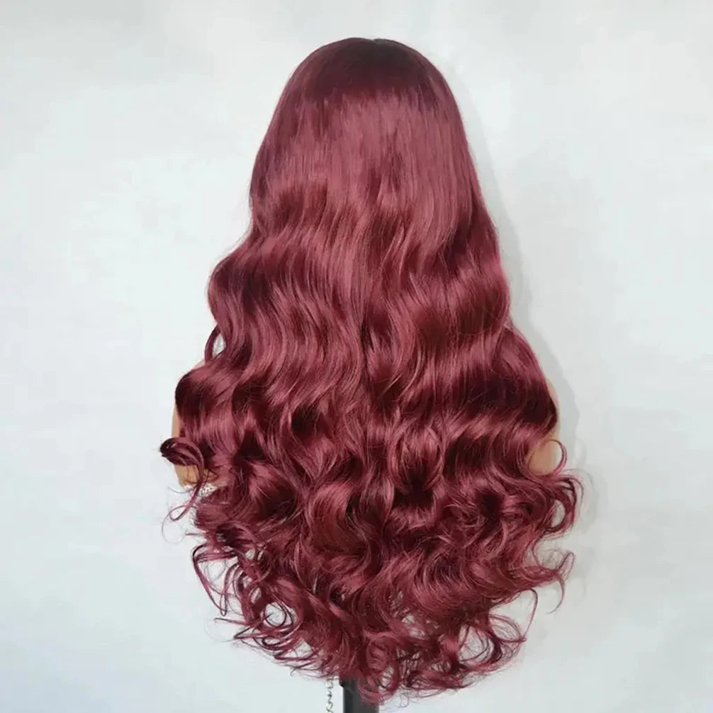 13x6 Hd Lace Frontal Wig Human Hair Wigs 99j Red Burgundy Colored Body Wave Human Hair Wigs  HD Transparent Lace Frontal wigs