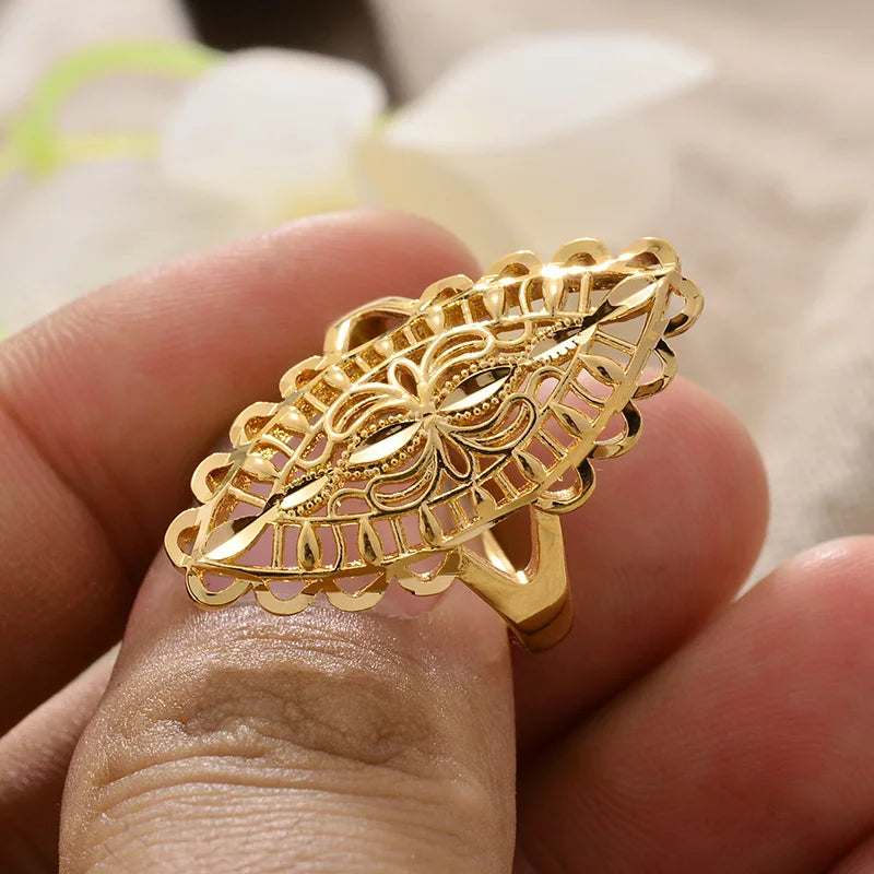 Rings for Women Gold Color Fashion Jewelry Rings Woman Girl,Wholesale Arab Jewelry Symbol of Wealth