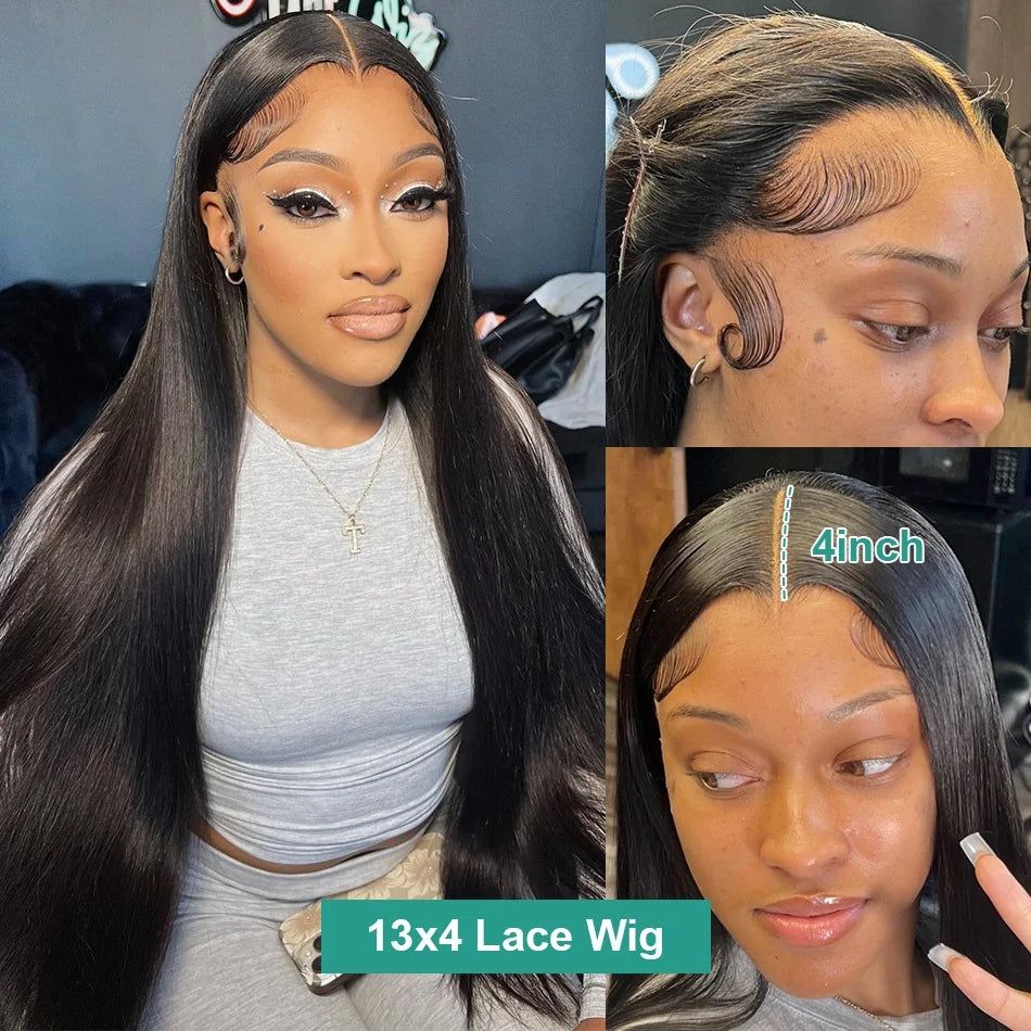 13x6 Lace Front Human Hair Wig 13x4 Bone Straight Hd Transparent 30 Inch 360 Brazilian Pre Plucked Lace Frontal Wigs For Women