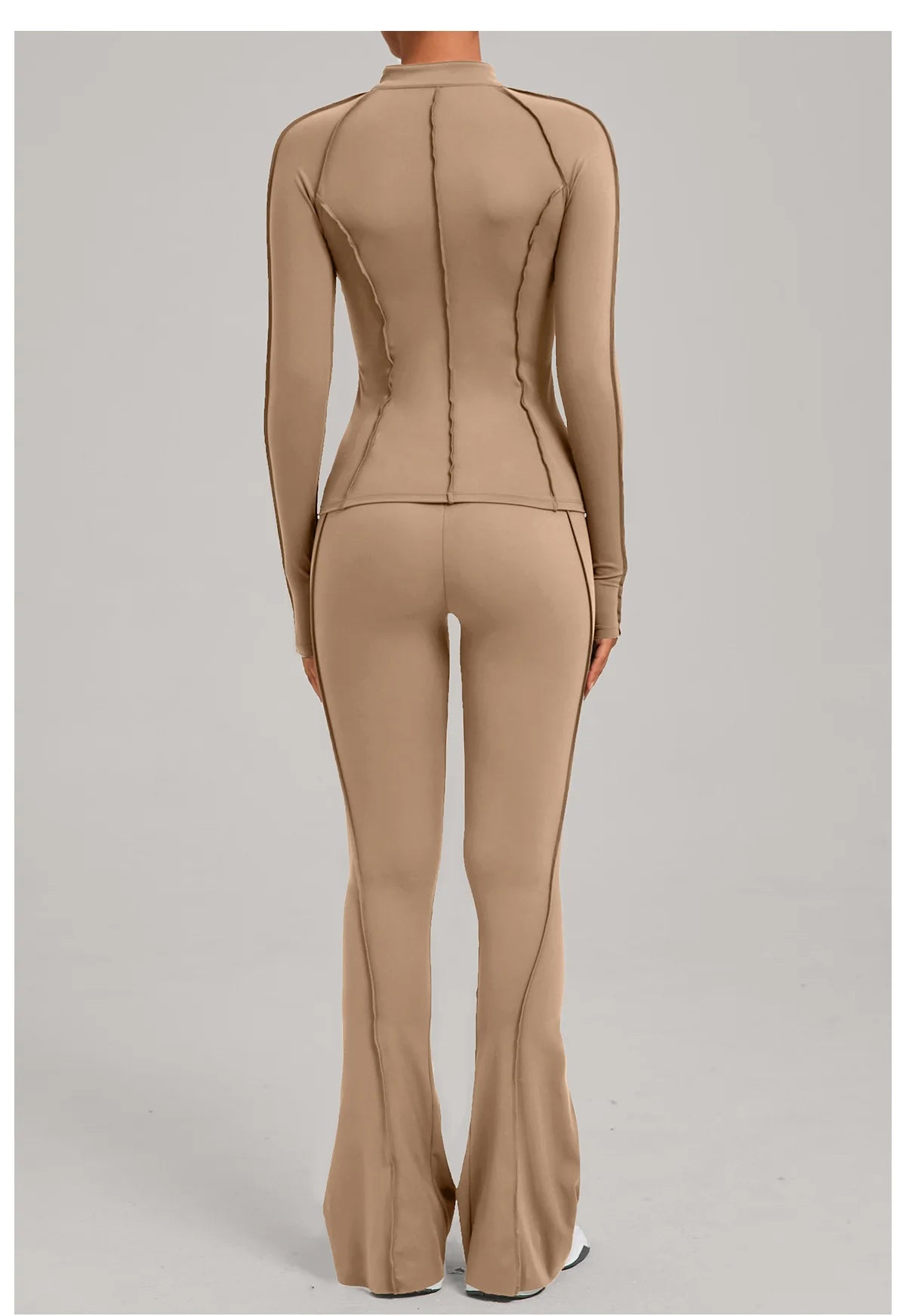 Gym Yoga Outfit for Women Autumn Winter Zipper Long Sleeve Fitness Suit Daily Casual Running Fitness Sportswear Two-Piece Sets