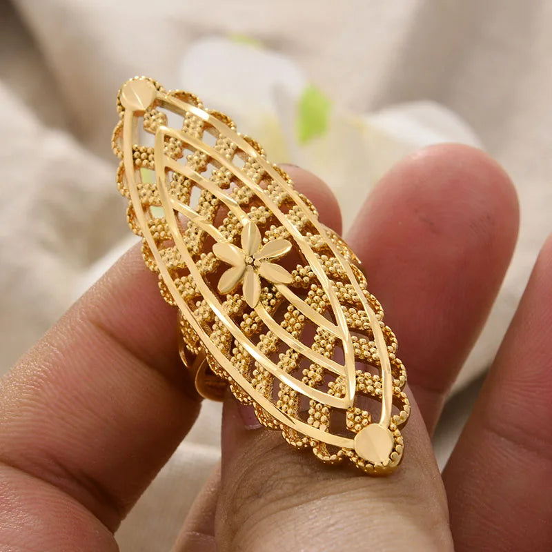 Rings for Women Gold Color Fashion Jewelry Rings Woman Girl,Wholesale Arab Jewelry Symbol of Wealth