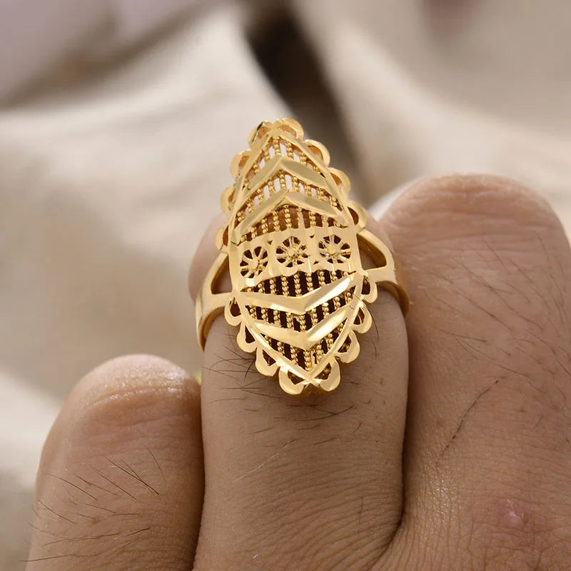 Rings for Women Gold Color Fashion Jewelry Rings Woman Girl,Wholesale Arab Jewelry Symbol of Wealth