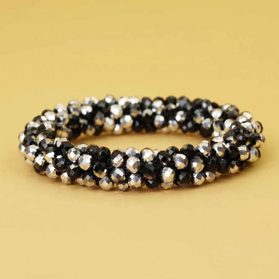 Crystal Glass Beads Bracelet Women Handmade Beaded Brazlets Ethnic Style Luxury Jewelry Elastic Braslet Girl Hair Band Accessori