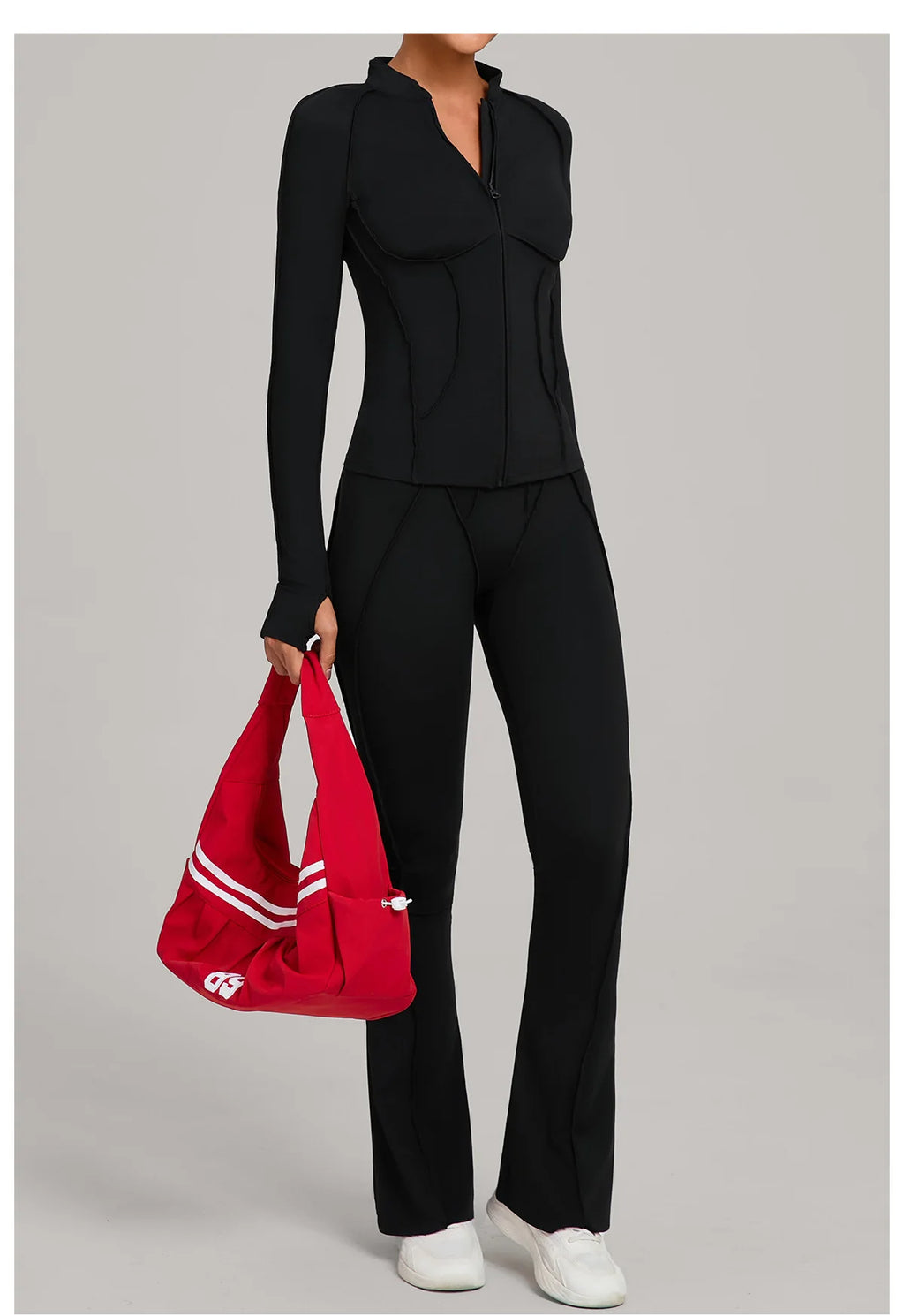 Gym Yoga Outfit for Women Autumn Winter Zipper Long Sleeve Fitness Suit Daily Casual Running Fitness Sportswear Two-Piece Sets