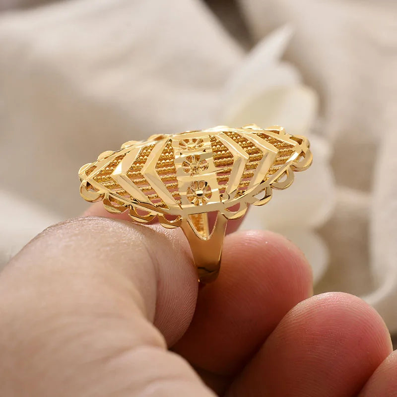 Rings for Women Gold Color Fashion Jewelry Rings Woman Girl,Wholesale Arab Jewelry Symbol of Wealth