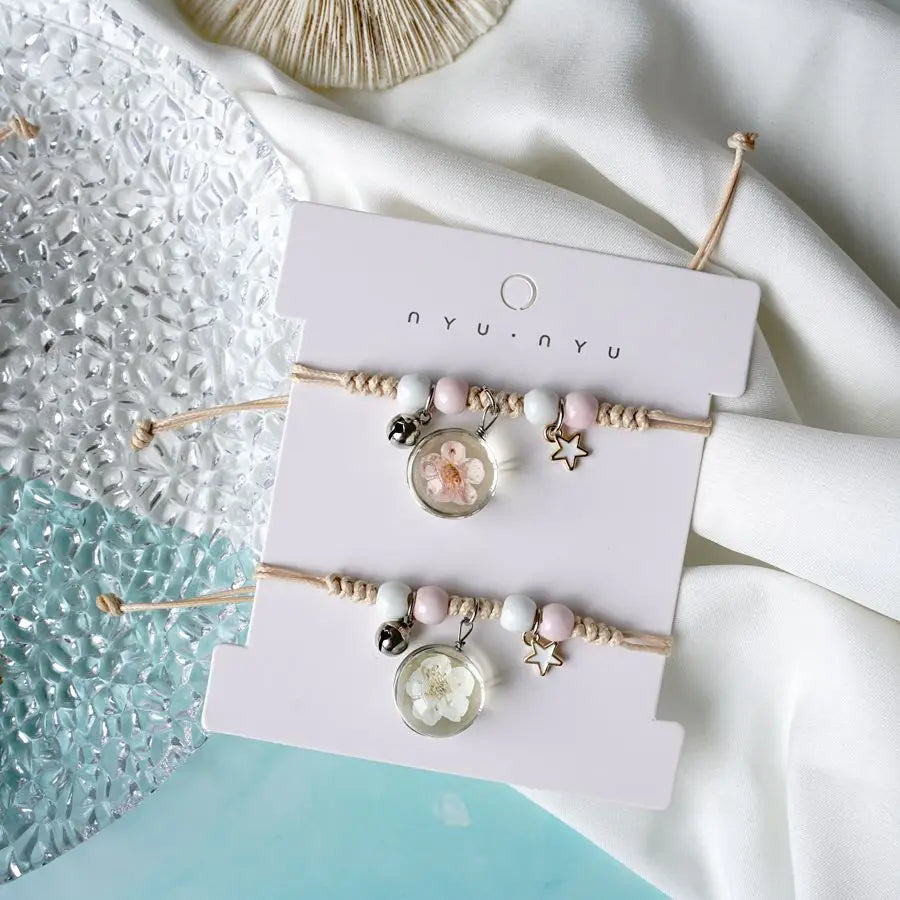 Peach Blossom Glass Flower Bracelet  Ceramic Jewelry Wholesale #YXS37