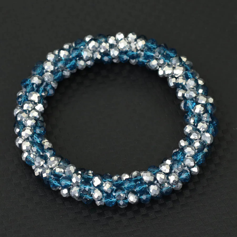Crystal Glass Beads Bracelet Women Handmade Beaded Brazlets Ethnic Style Luxury Jewelry Elastic Braslet Girl Hair Band Accessori