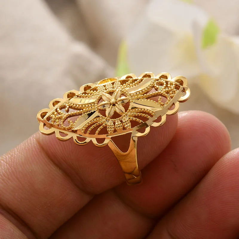 Rings for Women Gold Color Fashion Jewelry Rings Woman Girl,Wholesale Arab Jewelry Symbol of Wealth