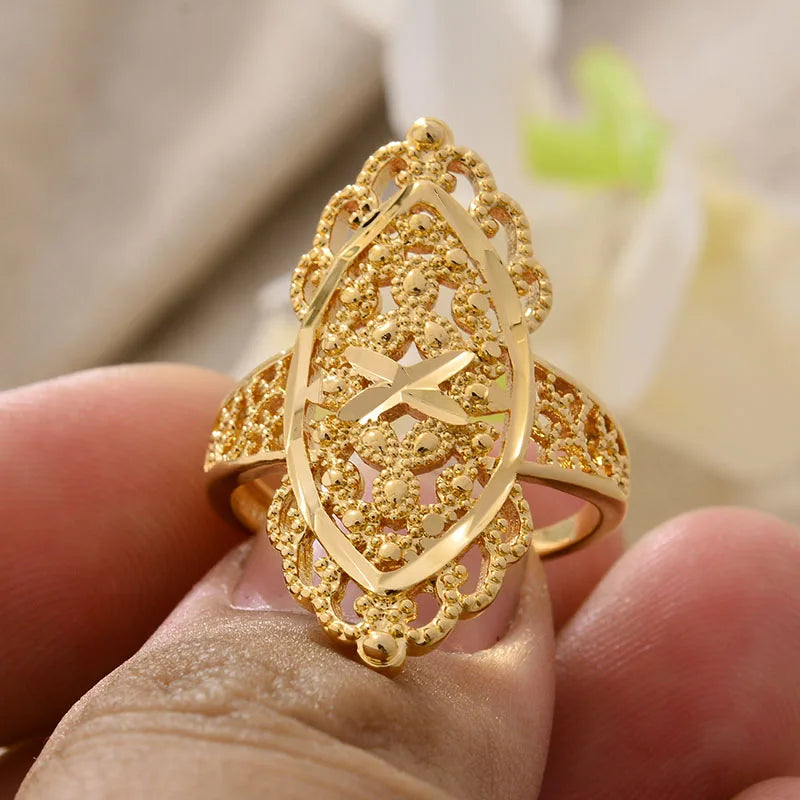 Rings for Women Gold Color Fashion Jewelry Rings Woman Girl,Wholesale Arab Jewelry Symbol of Wealth