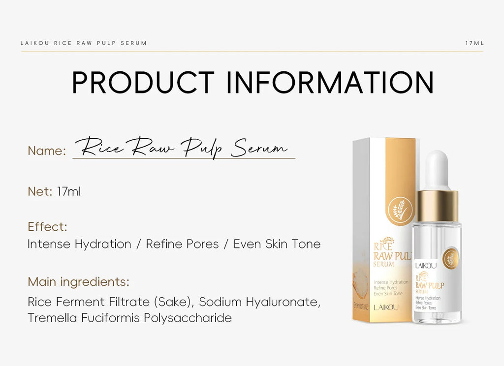 17ml White Rice Essences Skin Care Hydrating Face Serums Deeply Moisturizing Face Serums for Woman