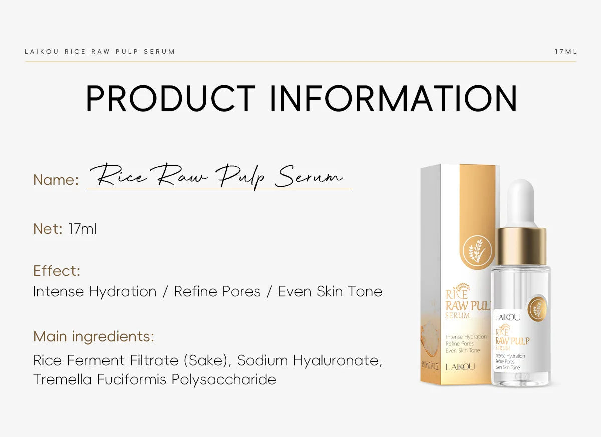 17ml White Rice Essences Skin Care Hydrating Face Serums Deeply Moisturizing Face Serums for Woman