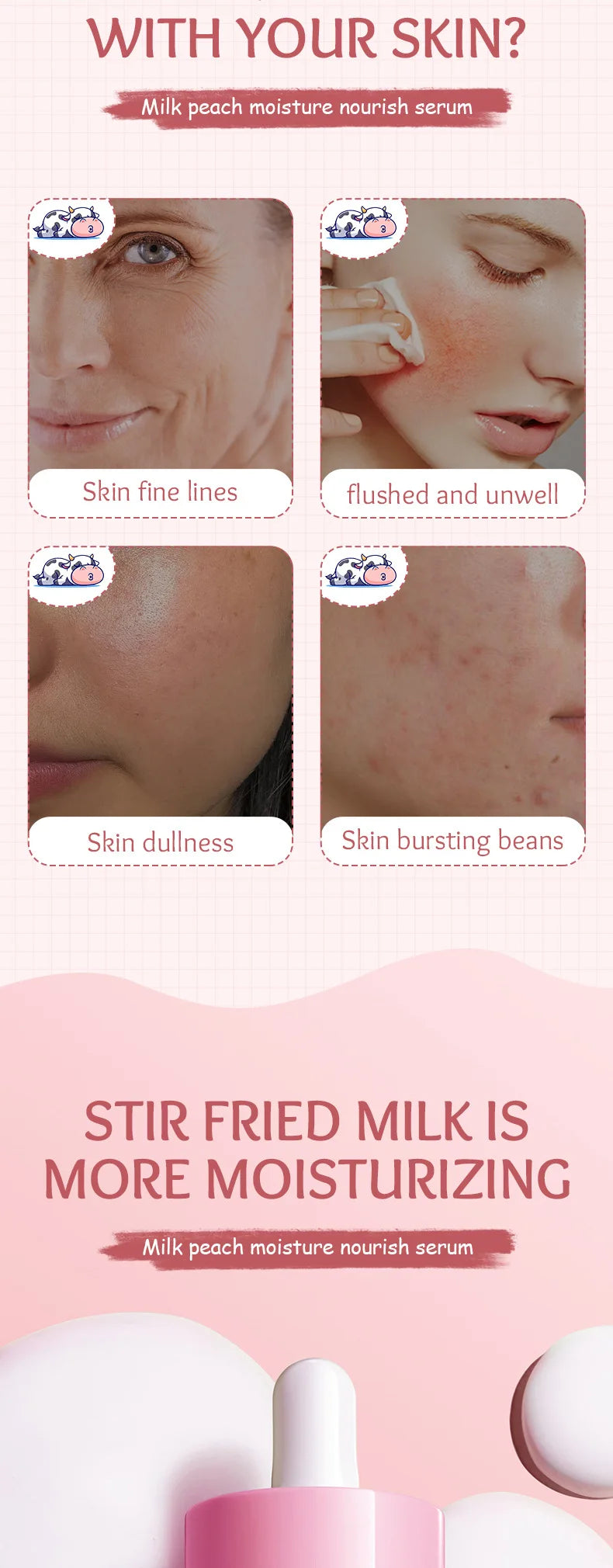 SADOER Milk Fruits Facial Serum for Face skincare Moisturizing Firming Hydrating Facial Essence Beauty Face Skin Care Products