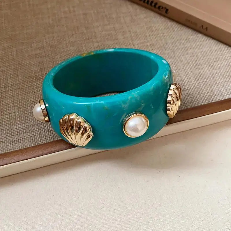 Bohemian Shell Resin Braclets For Women Geometric Hyperbole Vintage Bangles Jewelry Fashion Elegant Acrylic Pulseras