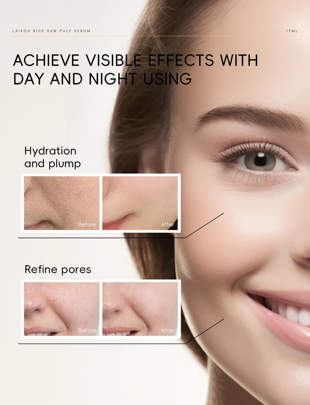 17ml White Rice Essences Skin Care Hydrating Face Serums Deeply Moisturizing Face Serums for Woman