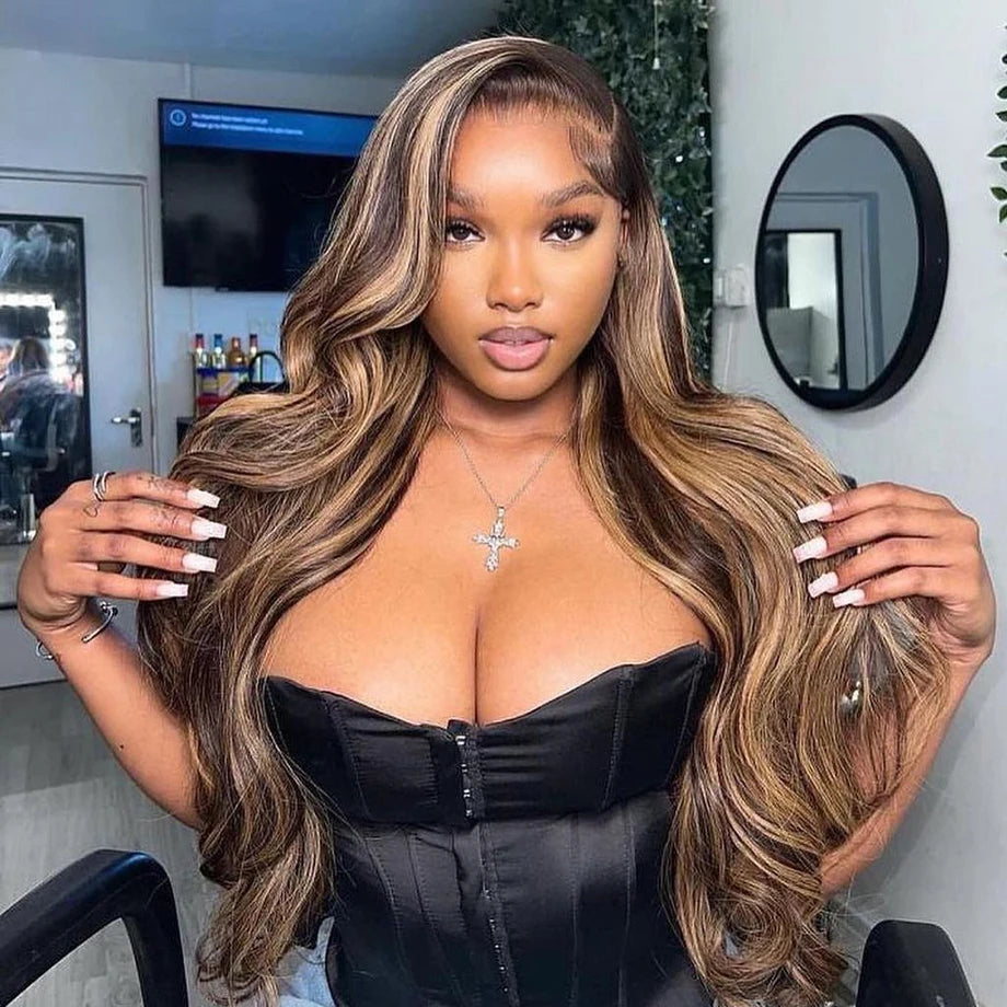 Highlight Wig Human Hair 13x4 Hd Lace Frontal Wig 30 40 Inch Brazilian Hair Wigs For Women Honey Blonde Body Wave Lace Front Wig