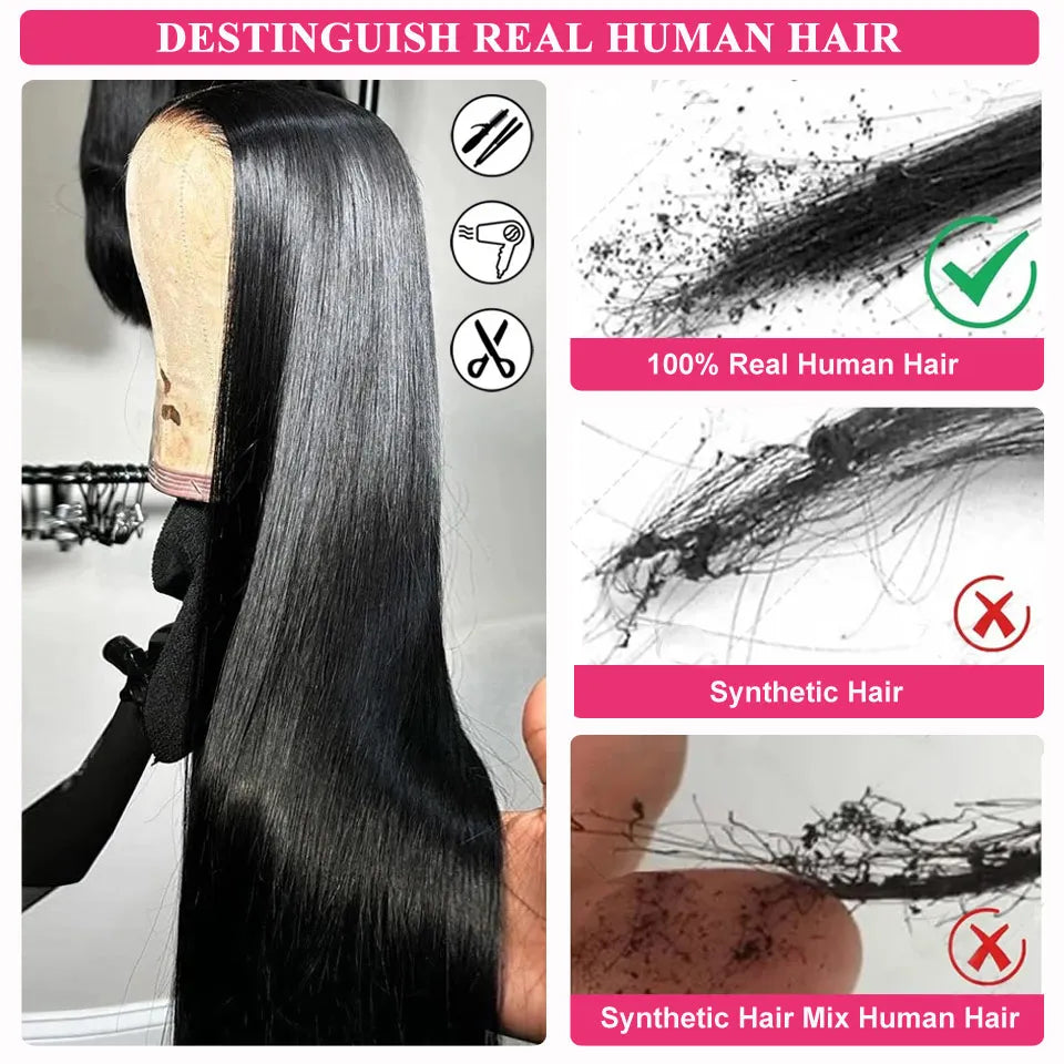 250% Density Straight 13x6 HD Lace Frontal Wig Pre-Cut Lace Closure 5x5 Glueless Wigs Human hair 13x4 Lace Front Human Hair Wig