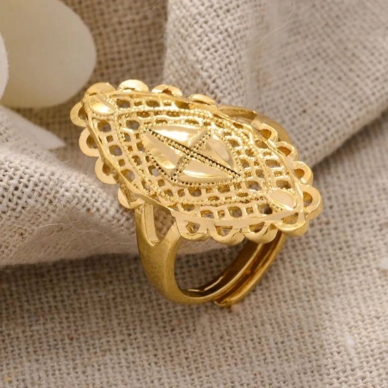 Rings for Women Gold Color Fashion Jewelry Rings Woman Girl,Wholesale Arab Jewelry Symbol of Wealth