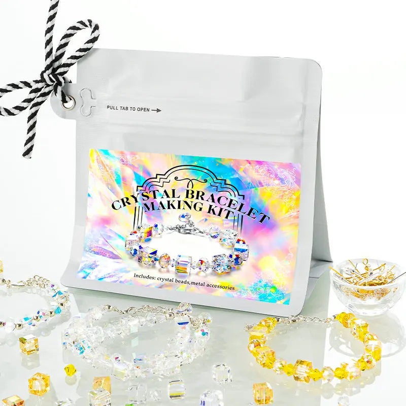 Crystals Beads Kit AB Color Bracelet Making Kit Glass Cube Sparkle Butterfly Beads for Jewelry Making Necklaces DIY Crafts